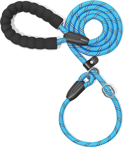6 FT Durable Slip Lead Dog Leash with Padded Handle and Highly Reflective Threads, Dog Training Leash, (Small, 0~35 Lbs, Blue)