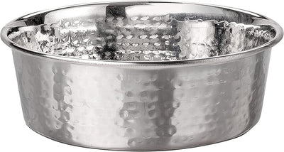 Hammered Decorative Designer Bowls - Luxury Style Premium Dog and Cat Dishes (Medium, Stainless)